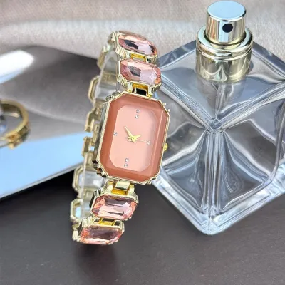 Women Fashion Square Rhinestone Watch Metal Alloy Pointer