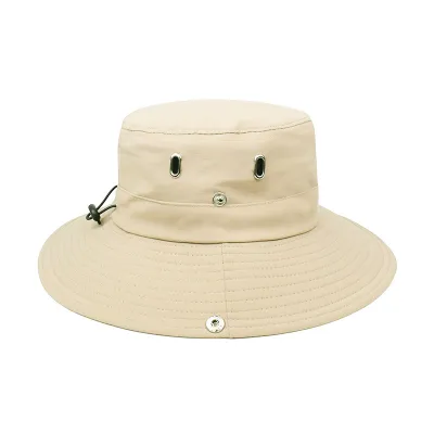 Summer Solid Color Breathable Big Brim Fisherman Bucket Hat Cotton