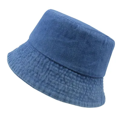 Women Casual Simple Solid Color Denim Fisherman Bucket Hat