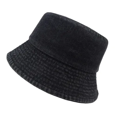 Women Casual Simple Solid Color Denim Fisherman Bucket Hat