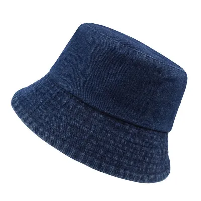 Women Casual Simple Solid Color Denim Fisherman Bucket Hat