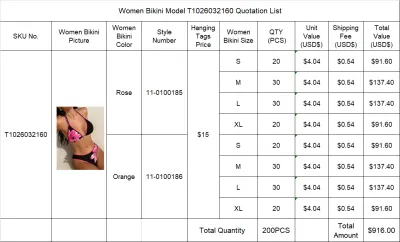 Separate Quotation Women Bikini Model T1026032160