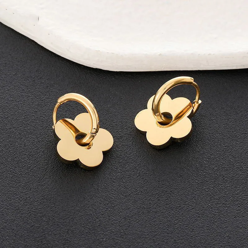 Women Fashion Cute 316L Stainless Steel Geometric Floral Earrings