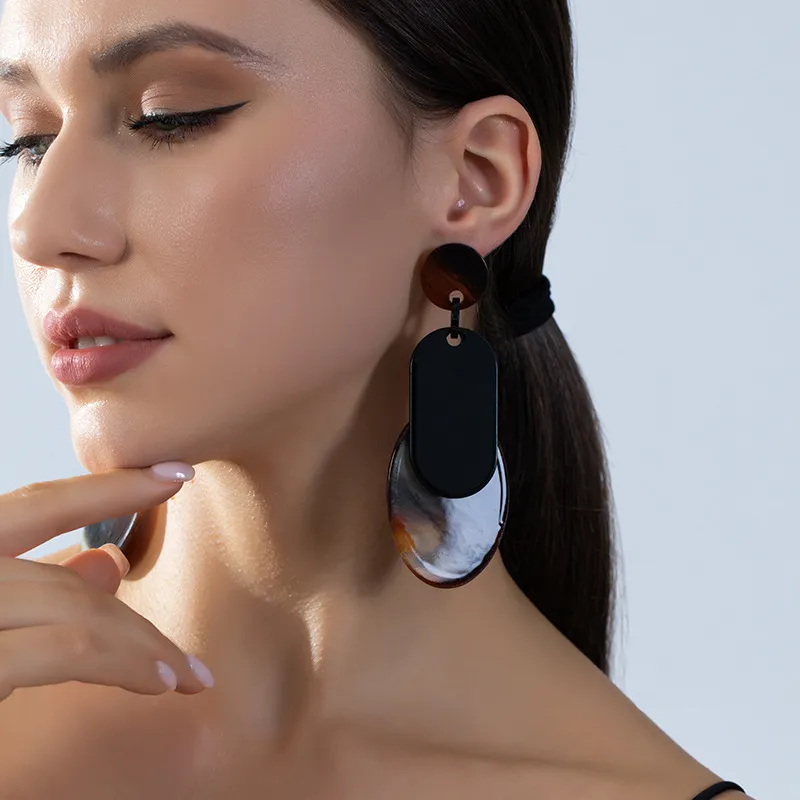 Women Fashion Elegant Geometric Acrylic Earrings Artistic Retro Ethnic Styling