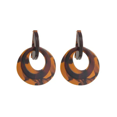 Women Retro Simple Resin Round Earrings