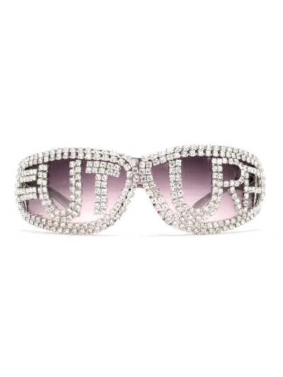 Y2K Rhinestone Letter Personalized Sunglasses for Women