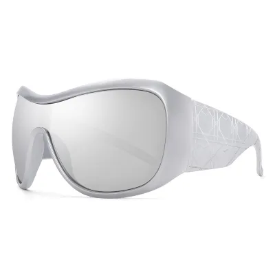 Y2K Personality Oblong Mirror Sunglasses Large Frame Outdoor