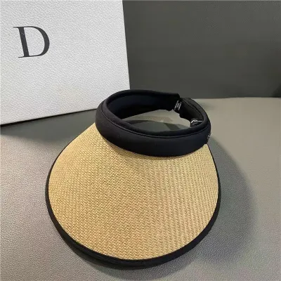 Women's Fashion Summer Straw Wide Brim Sun Hat Visor Stylish Commute