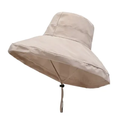 Women's Fashion Casual Summer Solid Color Outdoor Large Brim Fisherman Bucket Hat