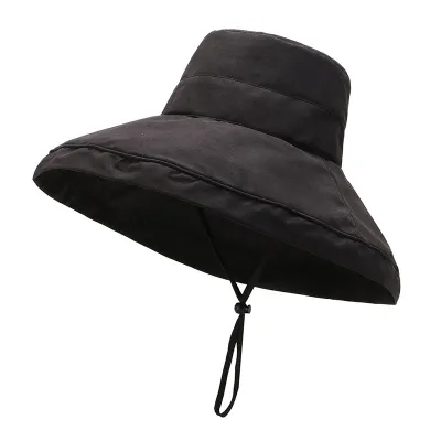 Women's Fashion Casual Summer Solid Color Outdoor Large Brim Fisherman Bucket Hat
