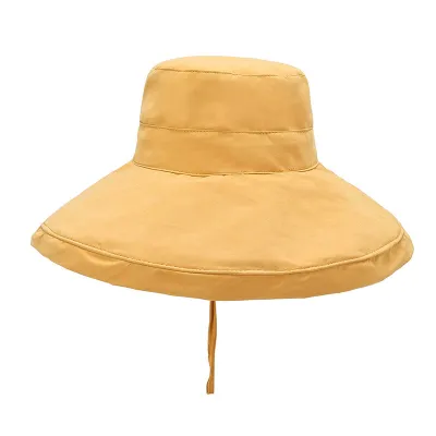 Women's Fashion Casual Summer Solid Color Outdoor Large Brim Fisherman Bucket Hat