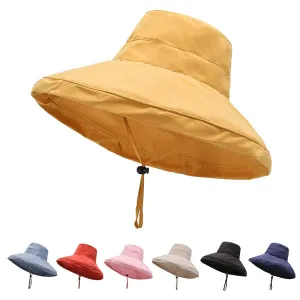 Women's Fashion Casual Summer Solid Color Outdoor Large Brim Fisherman Bucket Hat