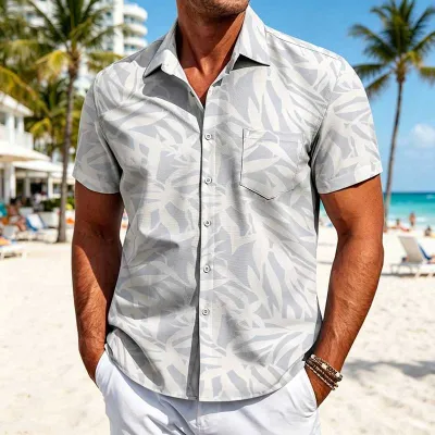 Men's Fashion Casual Summer Hawaiian Printed Lapel Short-Sleeve Shirts