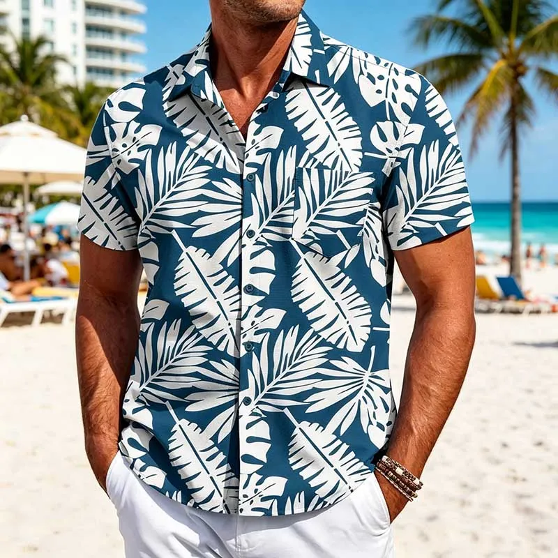 Men's Fashion Casual Summer Hawaiian Printed Lapel Short-Sleeve Shirts