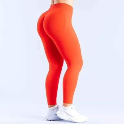 Women Fashion Casual Solid Color Seamless Yoga Sports Leggings