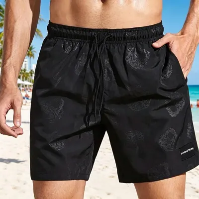Men's Fashion Color Block Summer Beach Shorts Straight Leg