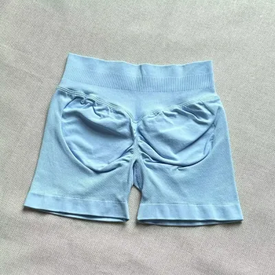Women Fashion Casual Solid Color Waist Tight Pleated Seamless Sports Yoga Shorts