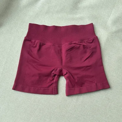 Women Fashion Casual Solid Color Waist Tight Pleated Seamless Sports Yoga Shorts