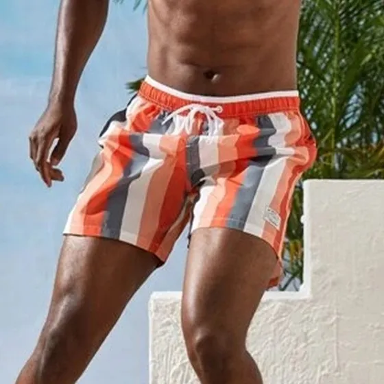 Men's Fashion Casual Summer Color Block Printed Beach Shorts