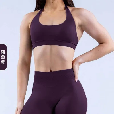 Women Fashion Sexy Solid Color Seamless Yoga Sports Bra
