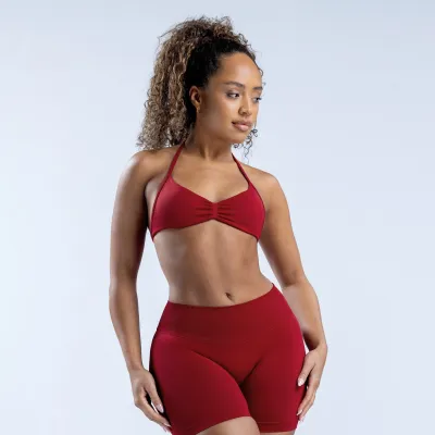 Women Fashion Sexy Solid Color Halter-Neck Sports Yoga Bra