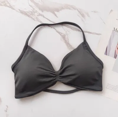 Women Fashion Sexy Solid Color Halter-Neck Sports Yoga Bra