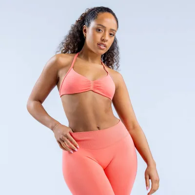 Women Fashion Sexy Solid Color Halter-Neck Sports Yoga Bra