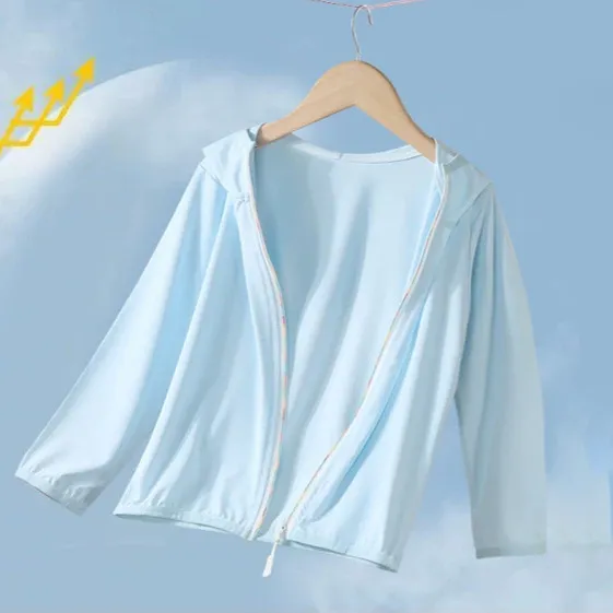 Kids Boys And Girls Fashion Casual Solid Color Breathable Ice Silk UPF 50+ Sun Protection Coat