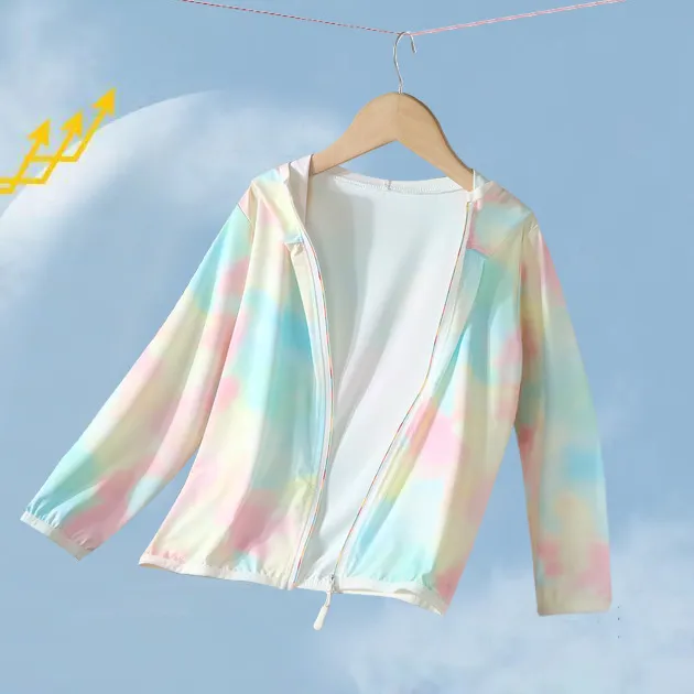 Kids Boys and Girls Fashion Casual Summer Tie-Dye Breathable Ice Silk UPF 50+ Sun Protection Coat