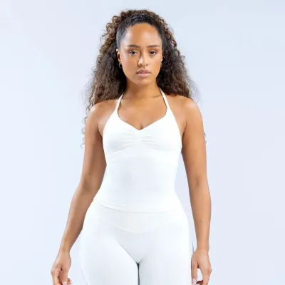 Women Fashion Casual Solid Color Halter-Neck Sports Yoga Camisole