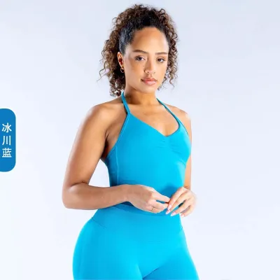 Women Fashion Casual Solid Color Halter-Neck Sports Yoga Camisole