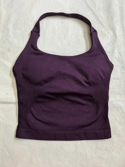Women Fashion Casual Solid Color Seamless Halter-Neck Backless Yoga Sports Tank Top