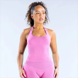 Women Fashion Casual Solid Color Seamless Halter-Neck Backless Yoga Sports Tank Top