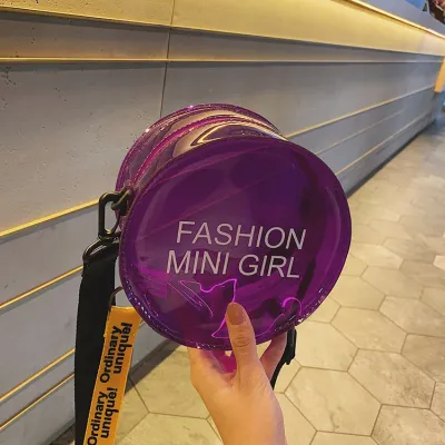 Women Fashion Round Letter Print Clear PVC Candy Color Crossbody Bag