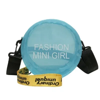Women Fashion Round Letter Print Clear PVC Candy Color Crossbody Bag