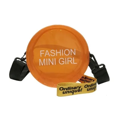 Women Fashion Round Letter Print Clear PVC Candy Color Crossbody Bag