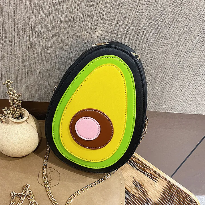 Women Fashion Cute Creative Cartoon Kiwi Fruit PU Crossbody Bag