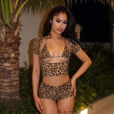 Women Fashion Sexy Summer Polka Dot Print Bra Short-Sleeve Crop Top Tight Shorts Three-Piece Set