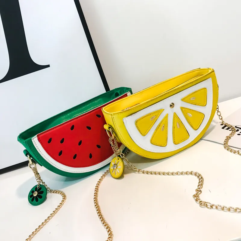 Women Fashion Cartoon Fruit Watermelon Lemon Chain Crossbody Bag