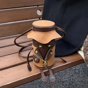 Women Fashion Cute Cartoon Character Design PU Bucket Crossbody Bag