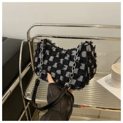 Women Fashion Casual Gradient Star Denim Chain Shoulder Bag