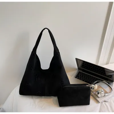 Women Fashion Casual Retro Hollow PU Tote Shoulder Bag