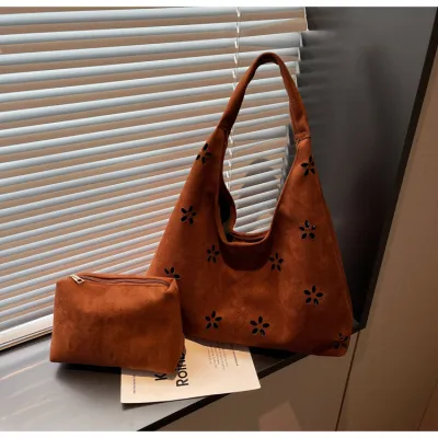 Women Fashion Casual Retro Hollow PU Tote Shoulder Bag