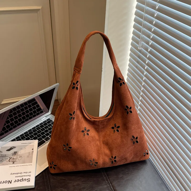 Women Fashion Casual Retro Hollow PU Tote Shoulder Bag