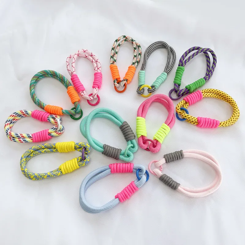 Fashion Dopamine Color Mobile Phone Wrist Rope Thick Lanyard Keychain Unisex Nylon