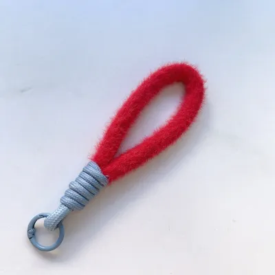 Fashion Dopamine Color Plush Double Color Lanyard Phone Keychain