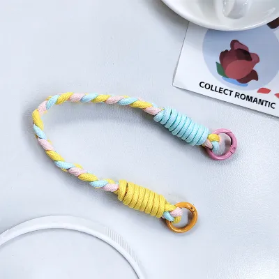 Fashion Casual Dopamine Woven Twist Short Mobile Phone Lanyard Keychain
