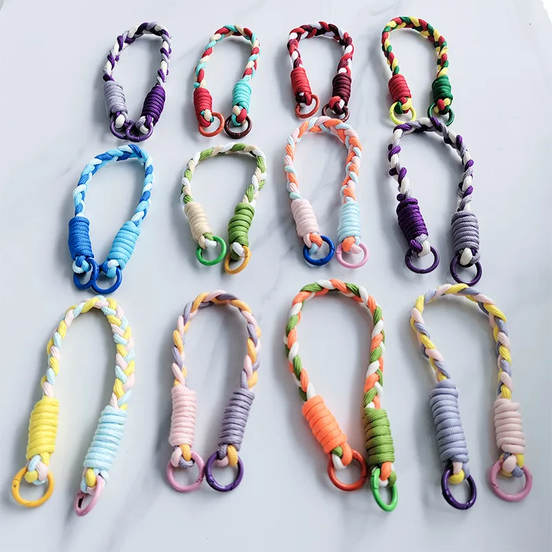 Fashion Casual Dopamine Woven Twist Short Mobile Phone Lanyard Keychain