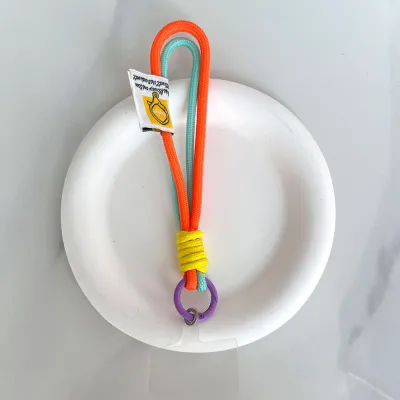 Fashion Creative Dopamine Knotted Woven Lanyard Keychain