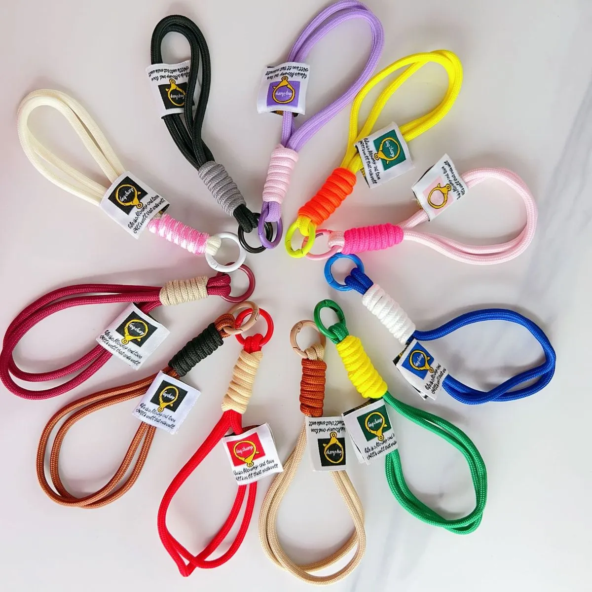 Fashion Creative Dopamine Knotted Woven Lanyard Keychain